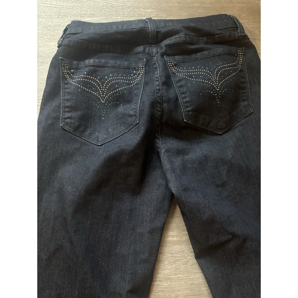 NYDJ Jeans Women's Sz 6 Straight Leg Dark Wash Studded Pockets Made in USA